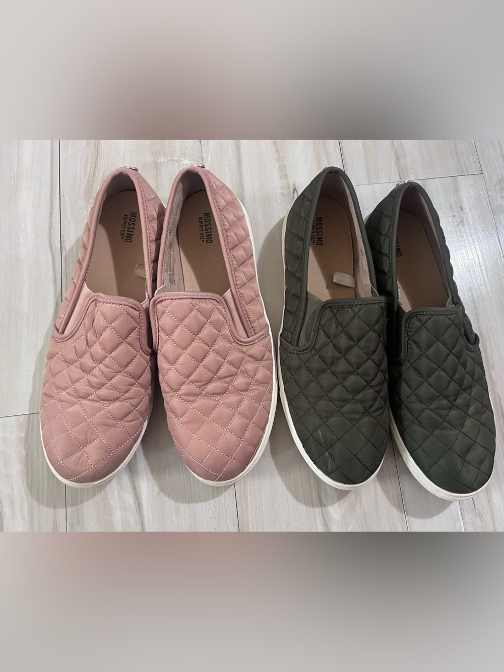 Women's 10 Mossimo Supply Co. Quilted Slip-On Sneakers - Pink and Olive